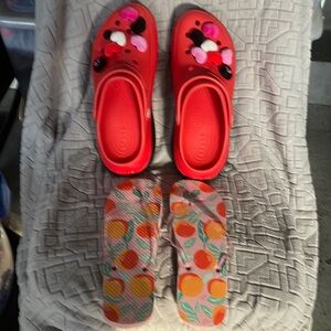 CROCS size 11 US new orange with free slide ladies